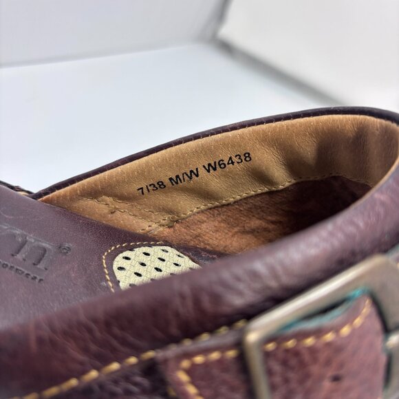 Born Brown Leather slip-on clog mule wedge shoes Woman's size 7 - Picture 9 of 16